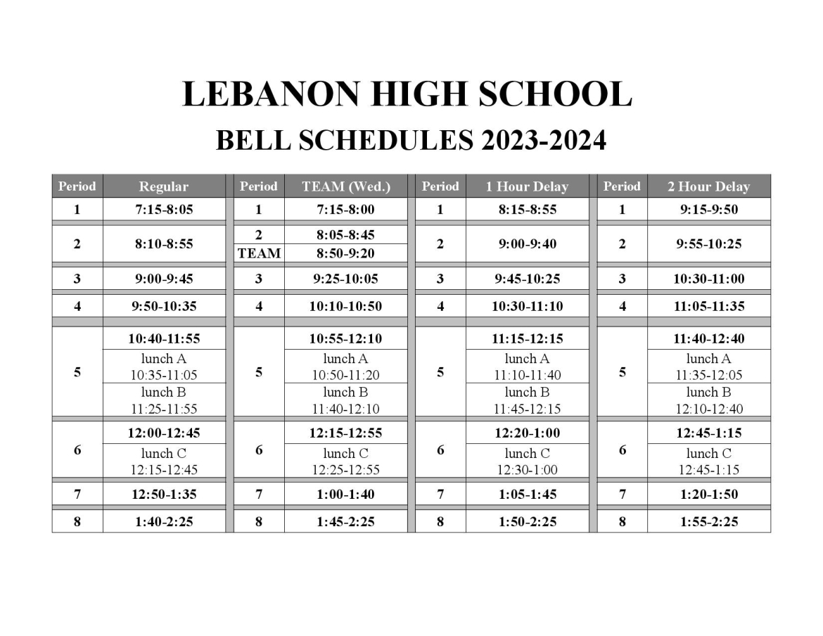 Bell Schedule 2023-2024 